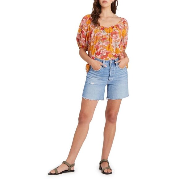 SANCTUARY The House Floral Tie Back Top Desert Bloom Pink Orange XS - Picture 4 of 8